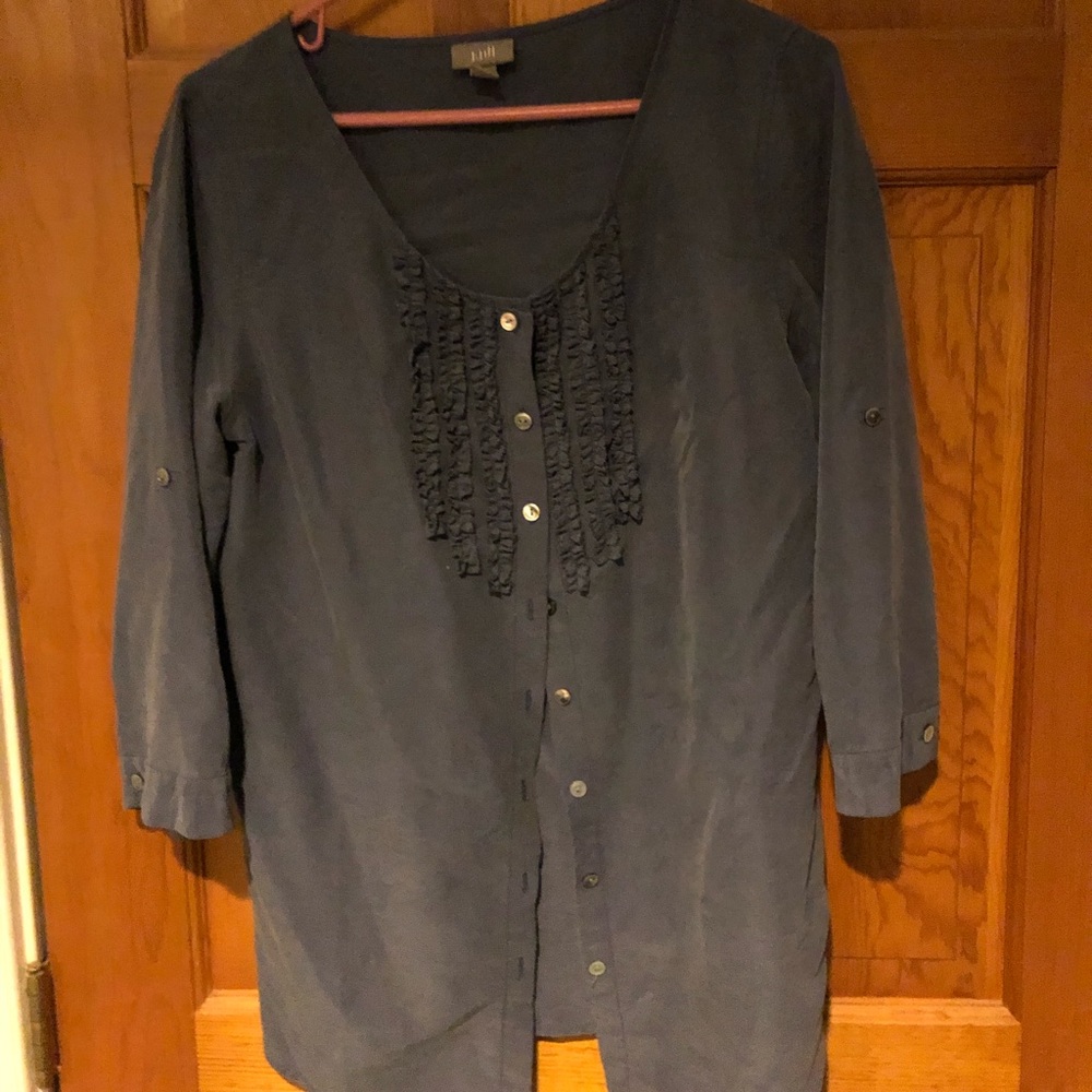 Blouse, buttons, 3/4,sleeve, periwinkle